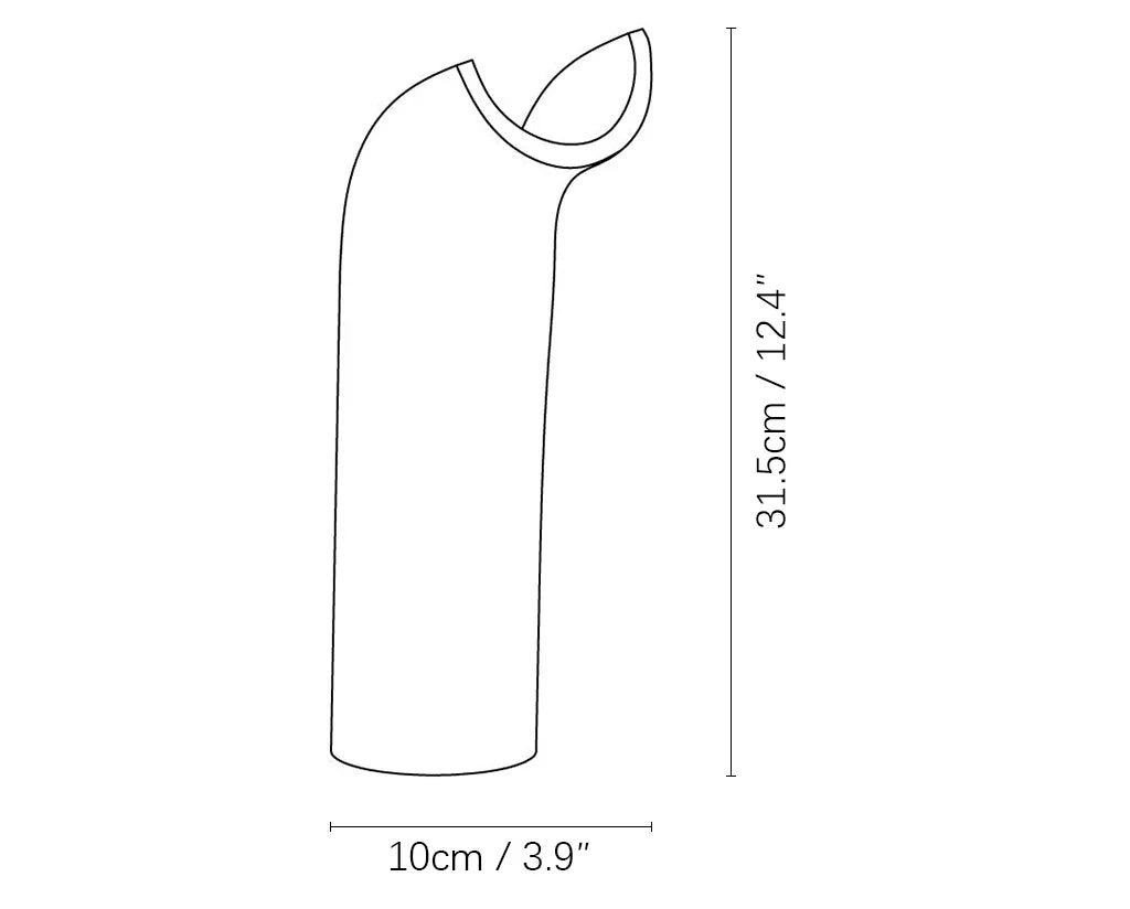 Wabi Sabi Curved Travertine Wall Sconce Line Art Dimension Diagram