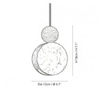 Wabi Sabi Wooden Sphere Travertine Disc Pendant Light Line Art Dimension Diagram