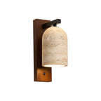 Wabi Sabi Travertine Wooden Wall Sconce on Pure White Background