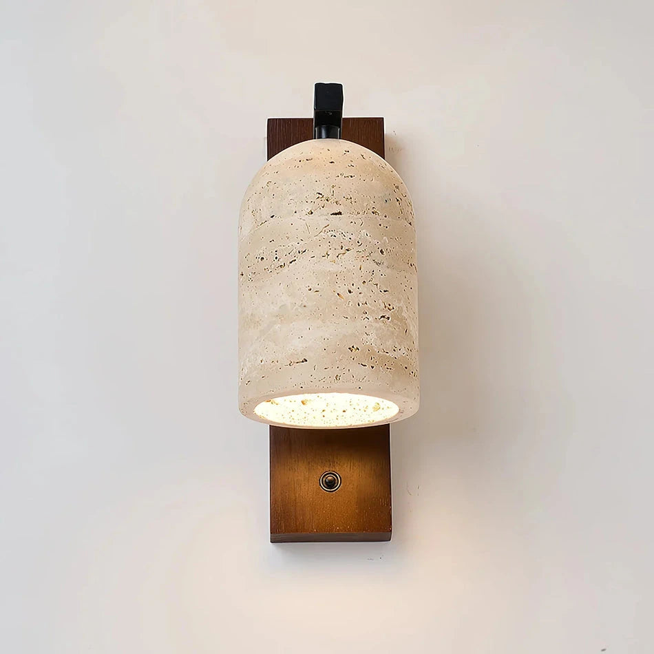 Illuminated Travertine Wooden Wall Light Studio Display