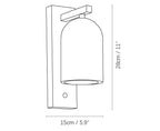 Wabi Sabi Travertine Wooden Wall Sconce Line Art Dimension Diagram