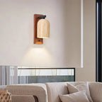 Modern Travertine Wooden Sconce Over Living Room Sofa