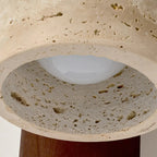Bottom Up View of Travertine Shade and Light Source