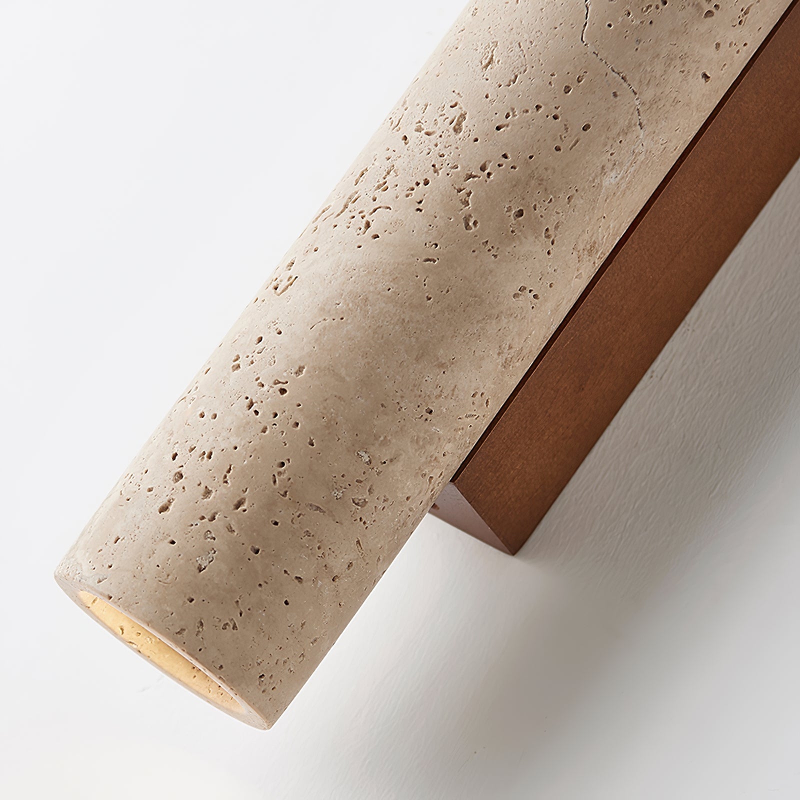 Travertine Walnut Cylinder Wall Sconce