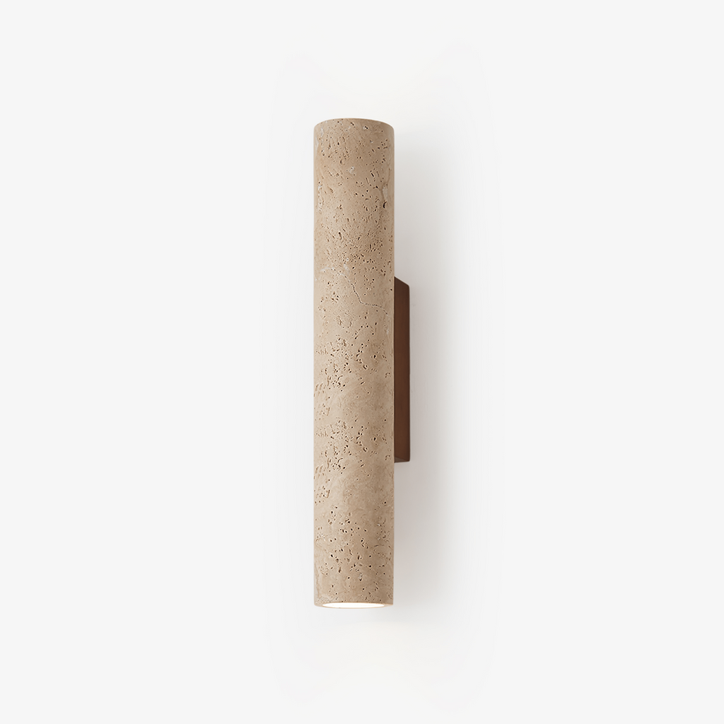 Travertine Walnut Cylinder Wall Sconce