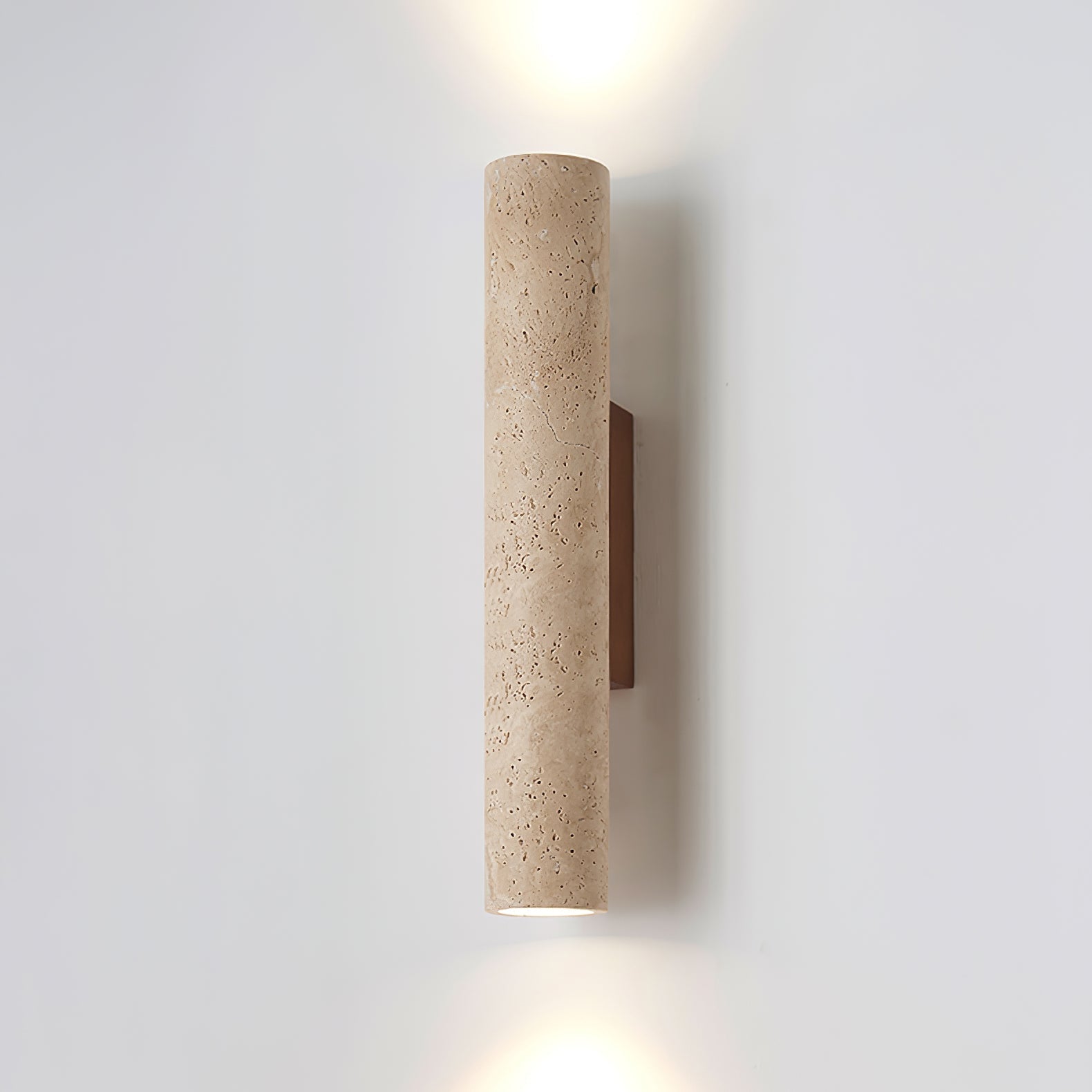 Travertine Walnut Cylinder Wall Sconce