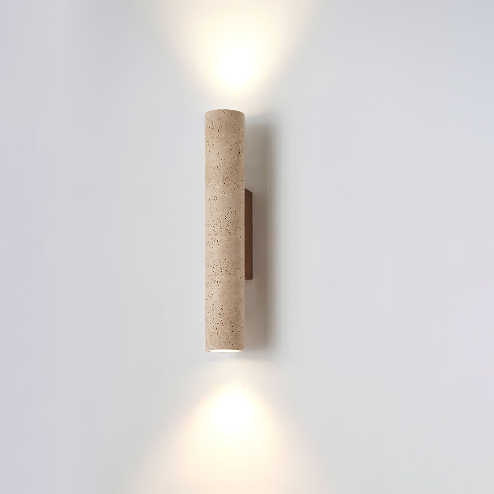 Travertine Walnut Cylinder Wall Sconce