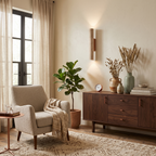 Travertine Walnut Cylinder Wall Sconce