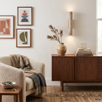 Travertine Walnut Cylinder Wall Sconce