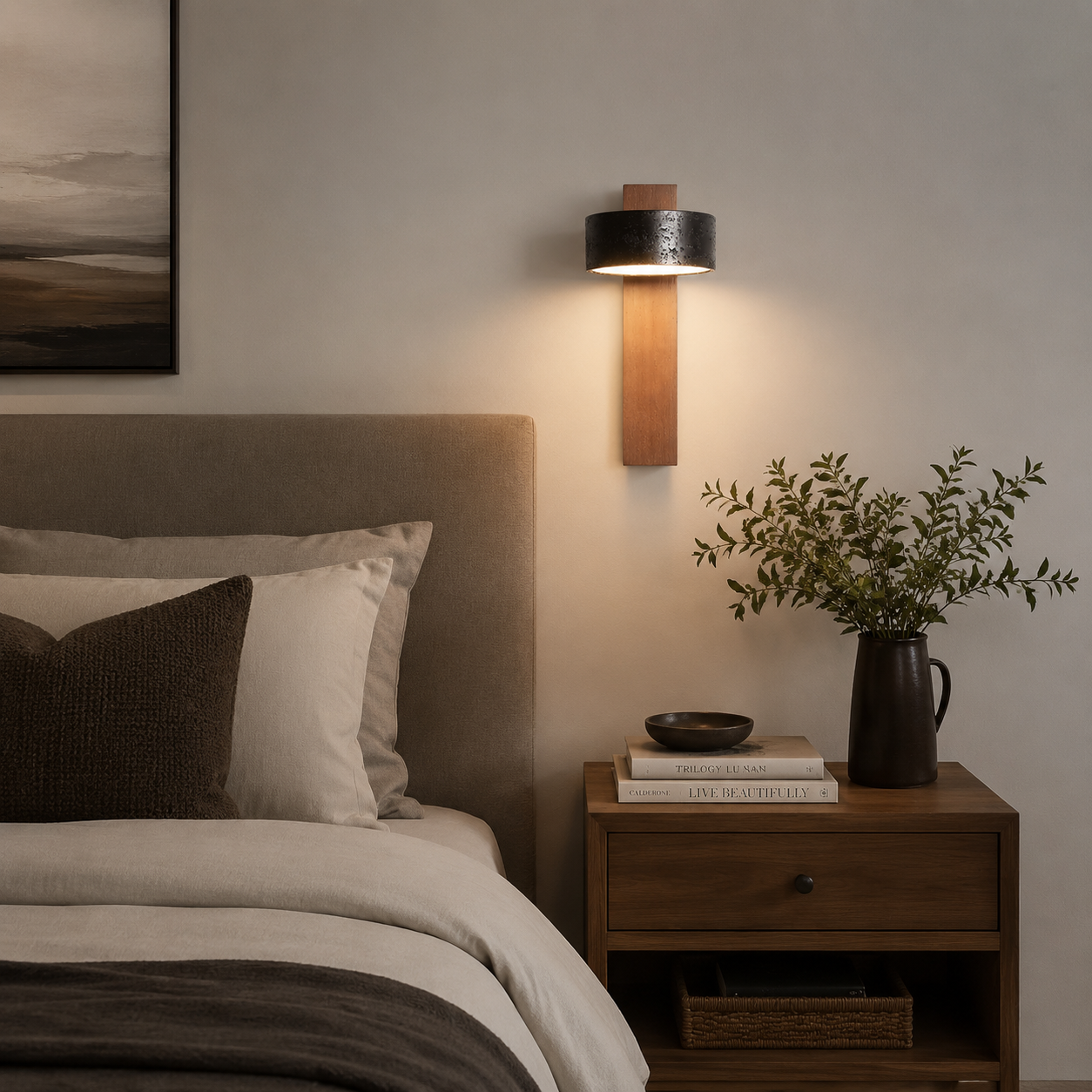 Travertine Walnut LED Sconce
