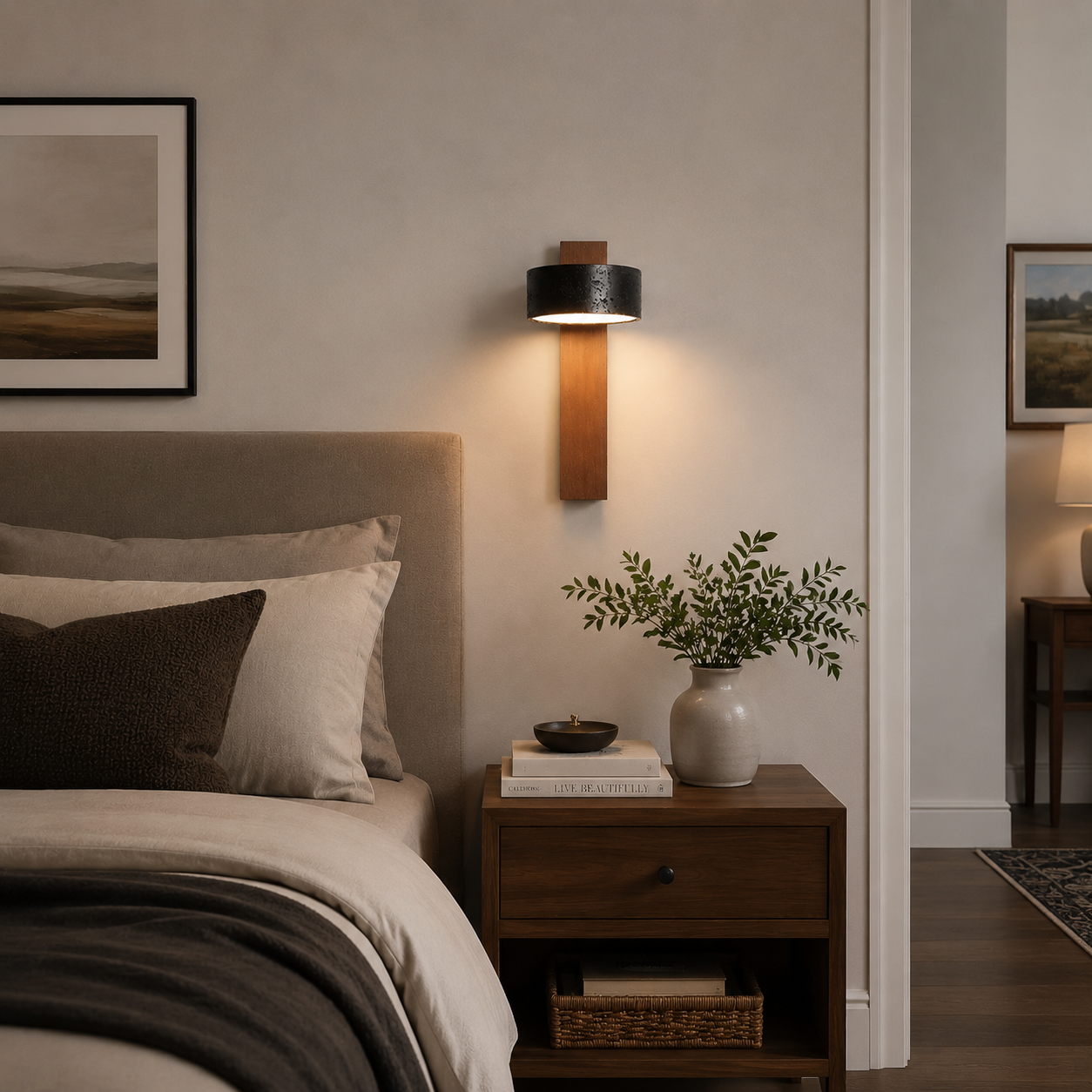 Travertine Walnut LED Sconce