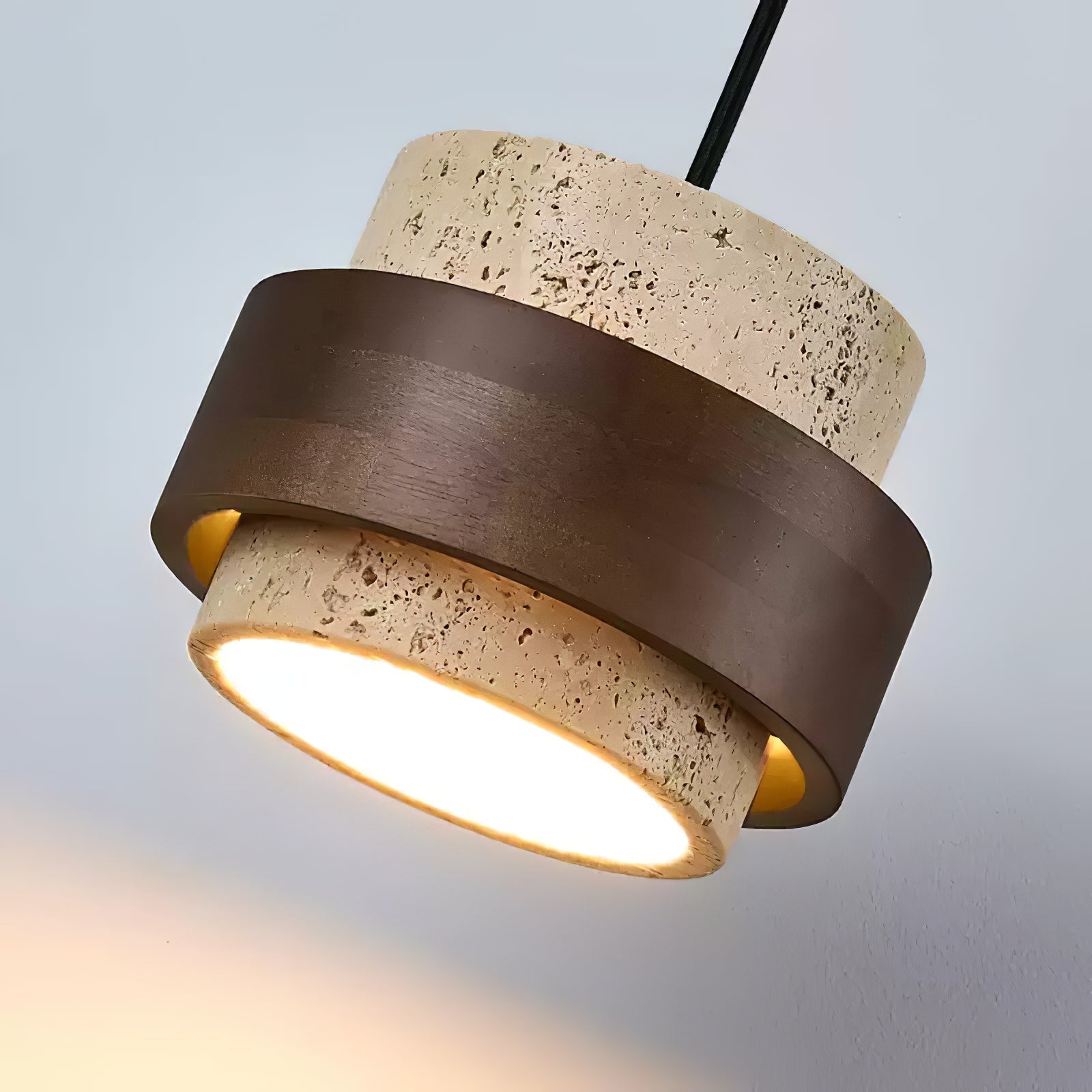 Travertine Wood Hanging Sconce