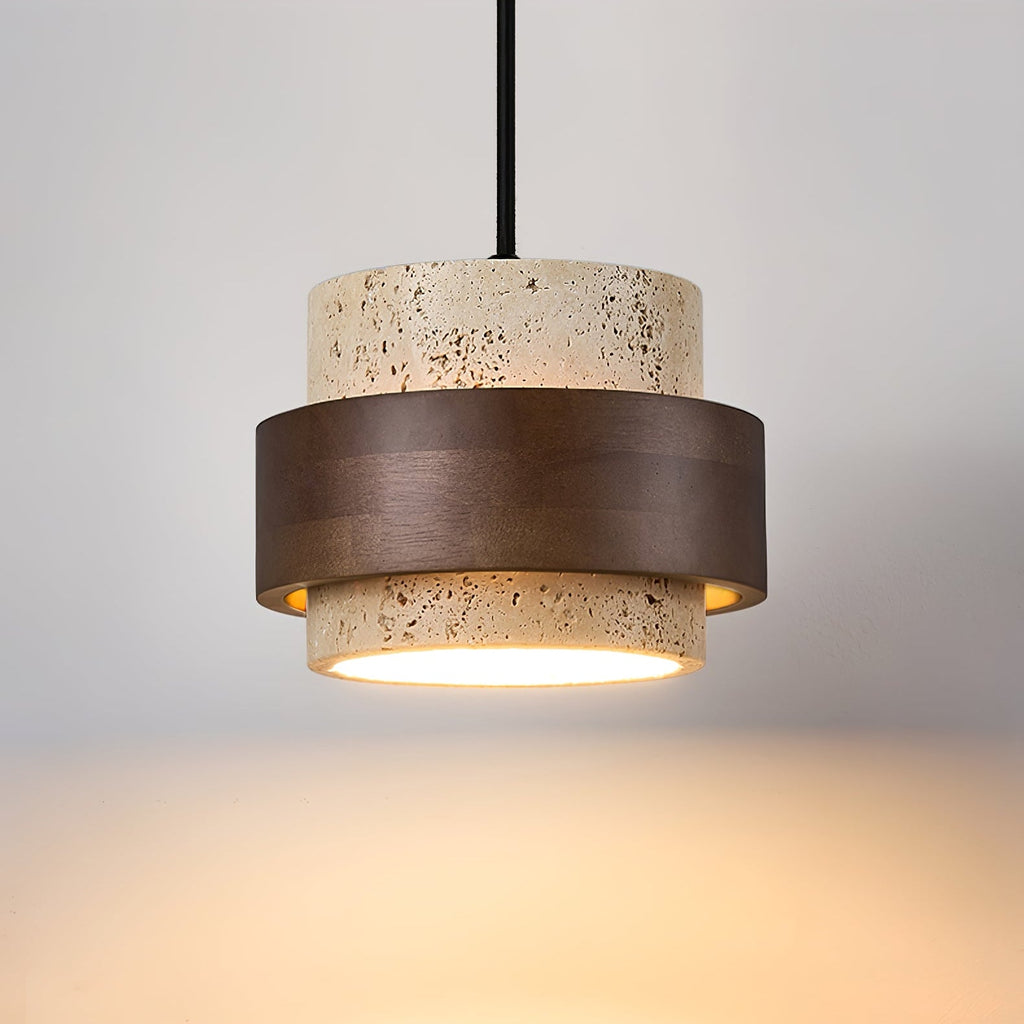 Travertine Wood Hanging Sconce