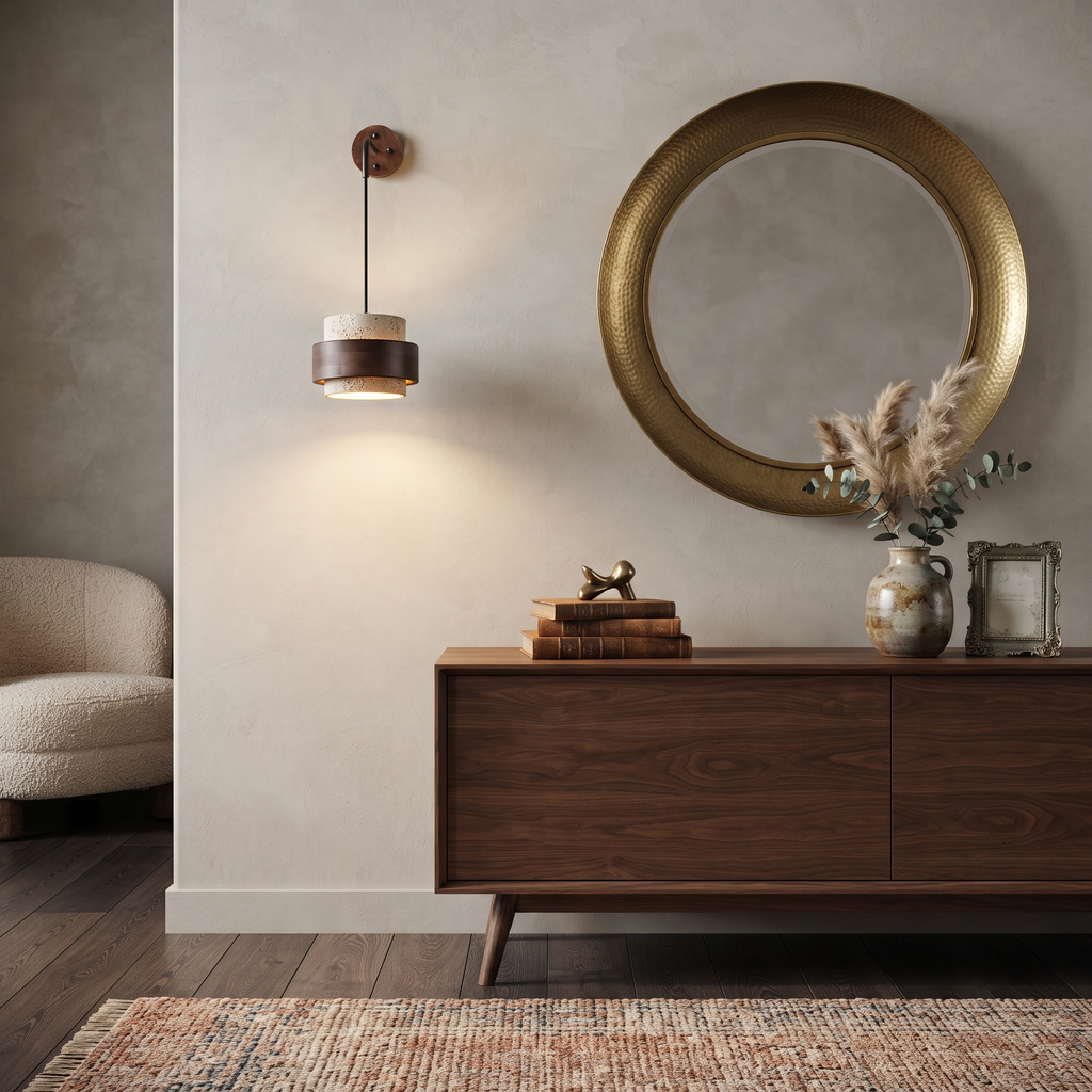 Travertine Wood Hanging Sconce