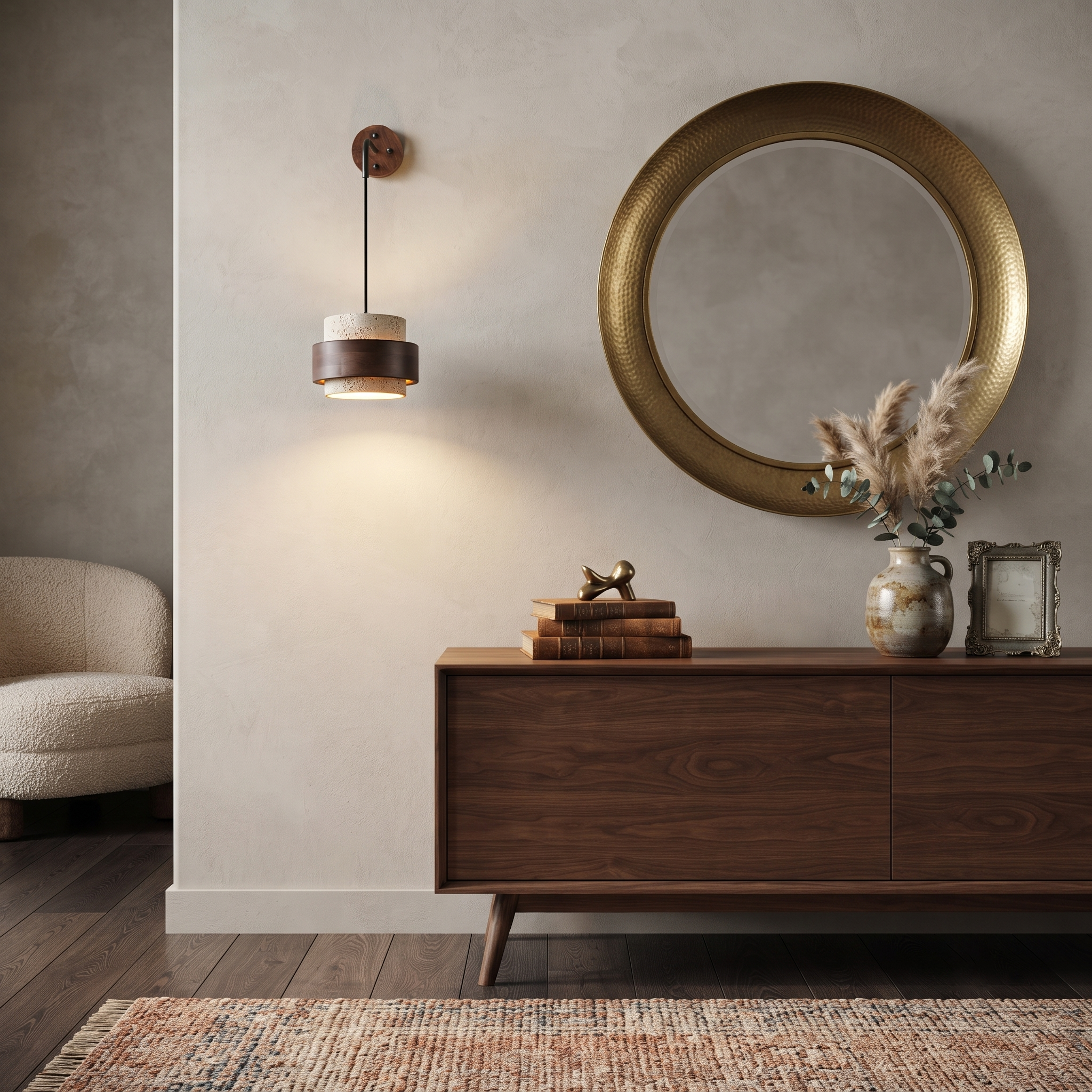 Travertine Wood Hanging Sconce