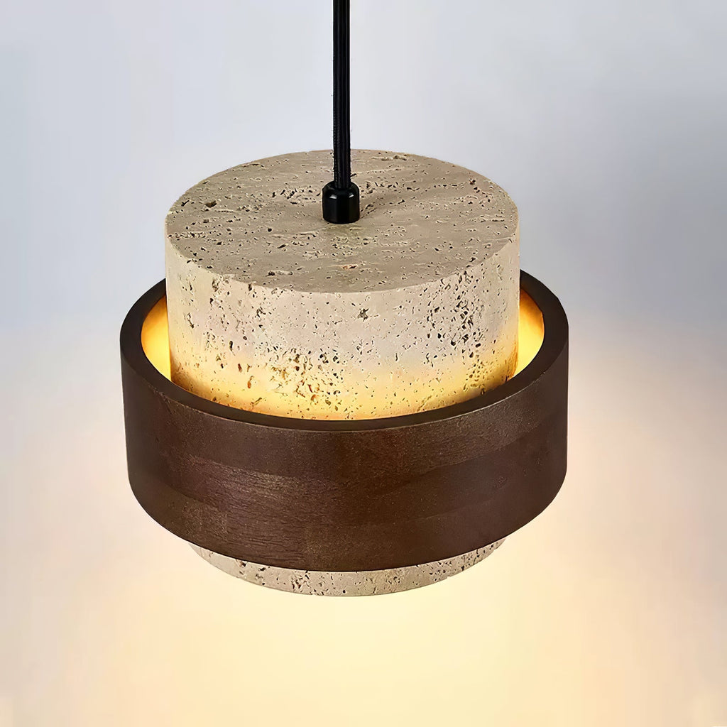 Travertine Wood Hanging Sconce