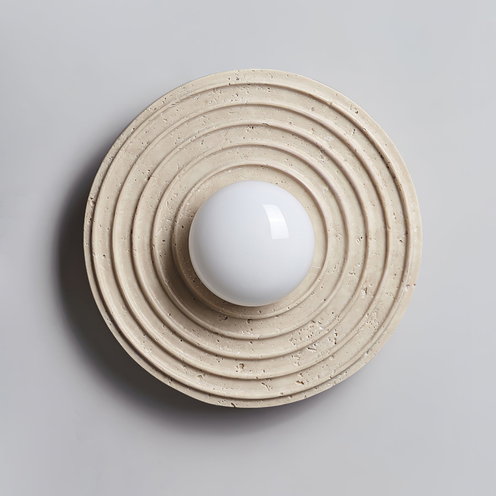 Travertine and Glass Ring Sconce