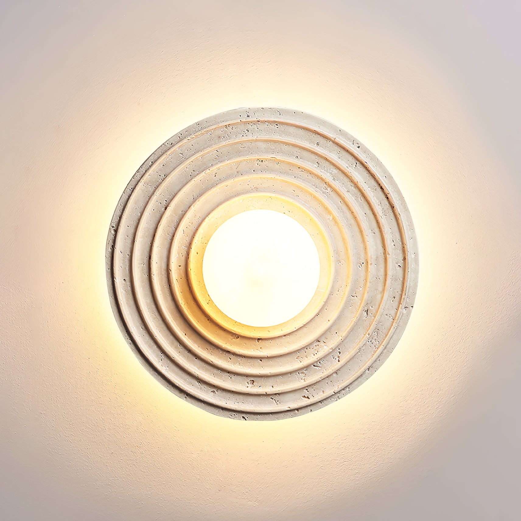 Travertine and Glass Ring Sconce