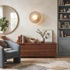 Travertine and Glass Ring Sconce