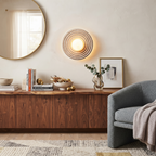 Travertine and Glass Ring Sconce