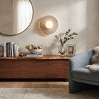 Travertine and Glass Ring Sconce