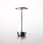 Illuminated Modern Minimalist Silver Cordless Table Lamp Studio Display