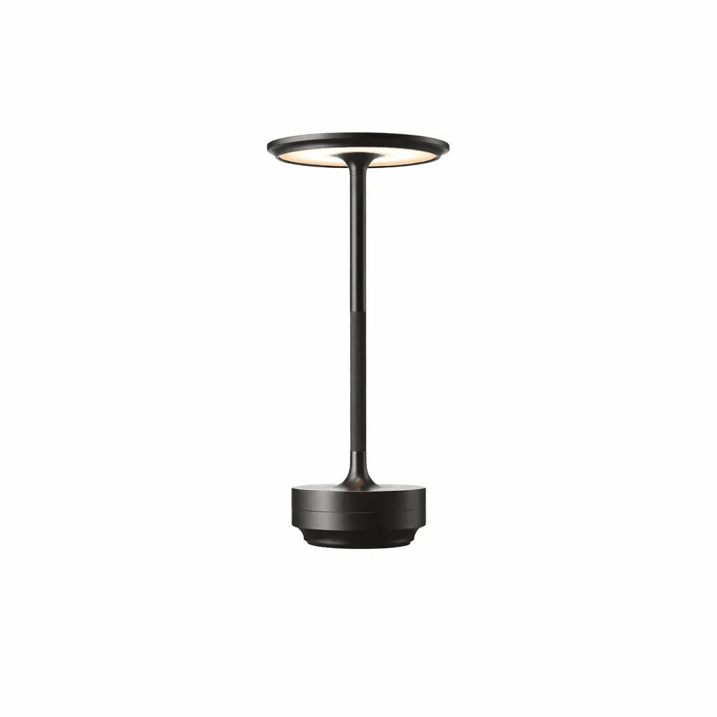 Modern Minimalist Black Touch Control Cordless Table Lamp on Pure White Background