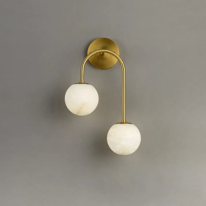 Illuminated Modern Asymmetrical Globe Art Glass Wall Sconce Studio Shot