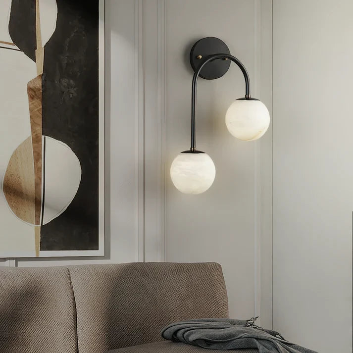 Modern Asymmetrical Art Glass Wall Sconce in Living Room