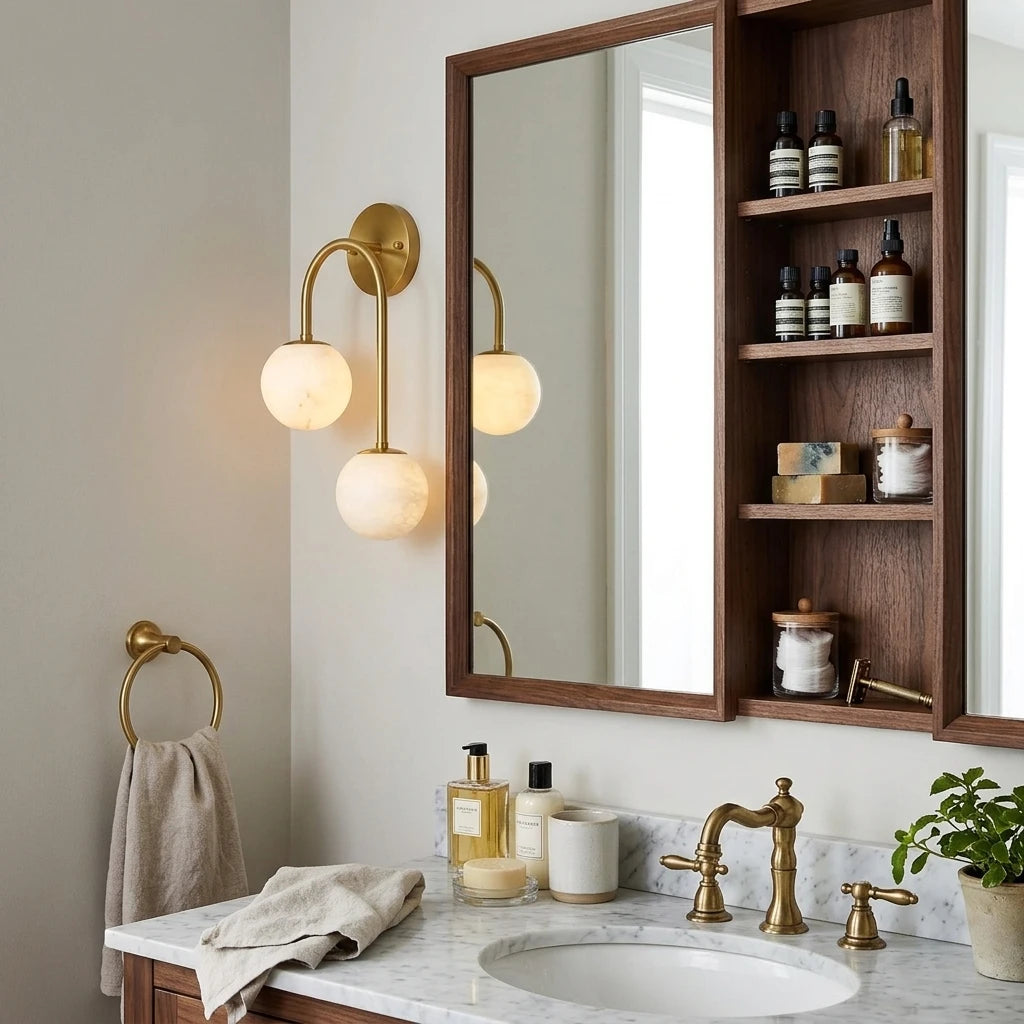 Modern Double-Light Wall Sconce Over Bathroom Vanity
