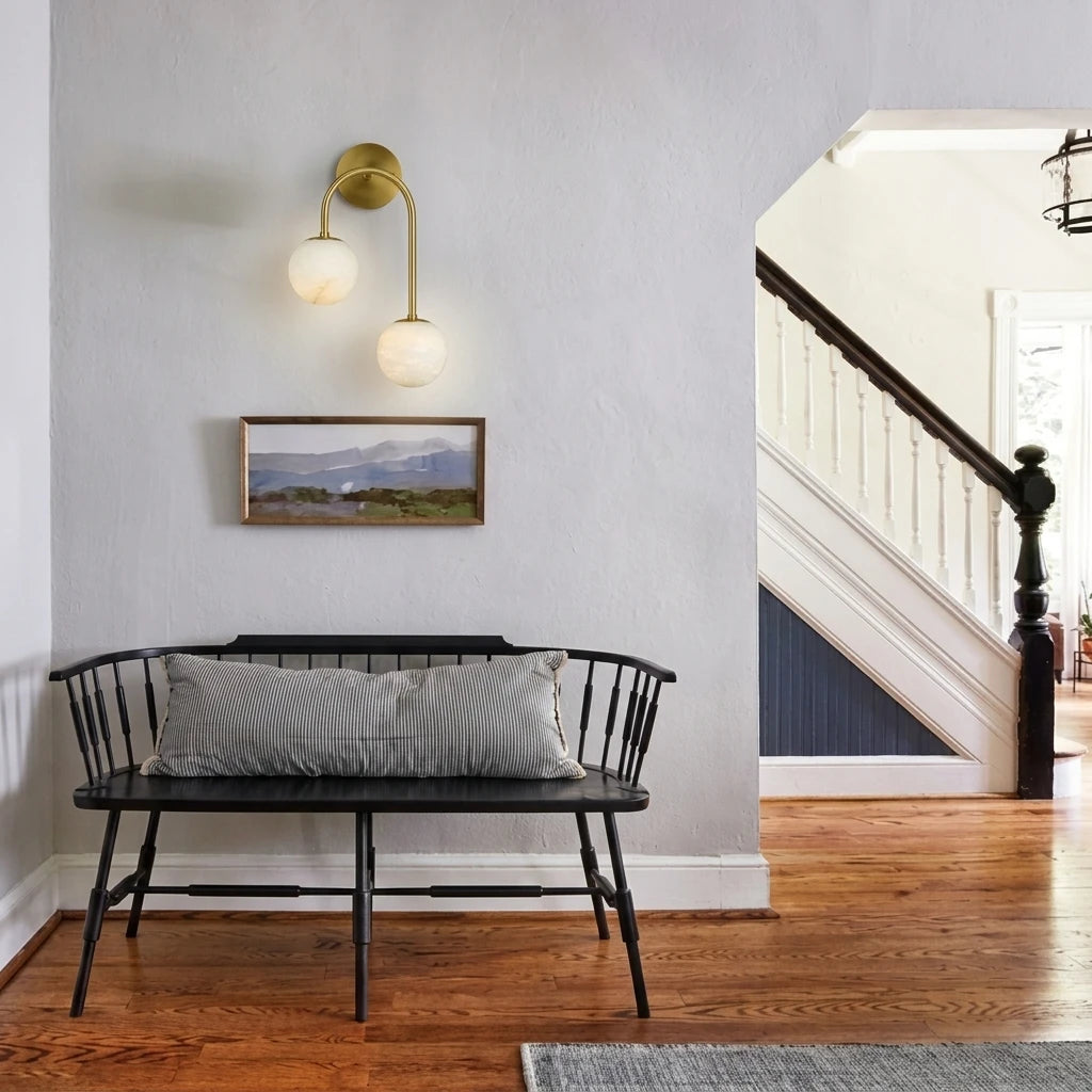 Modern Asymmetrical Wall Sconce in Entryway Foyer