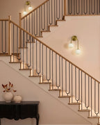 Modern Double-Light Wall Sconce in Staircase Hallway