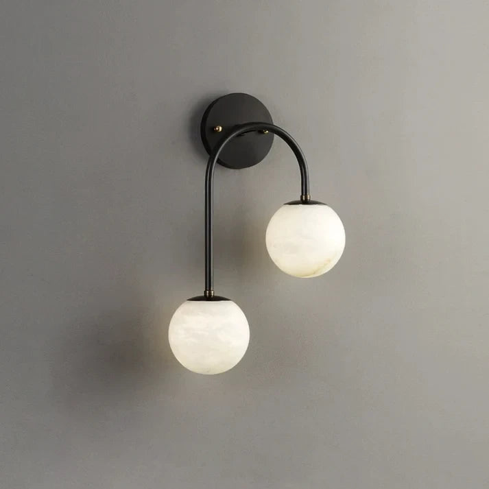 Illuminated Modern Black Finish Asymmetrical Wall Sconce Studio Display