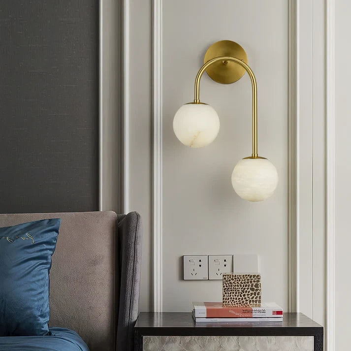 Modern Double-Light Globe Wall Sconce in Master Bedroom Setting