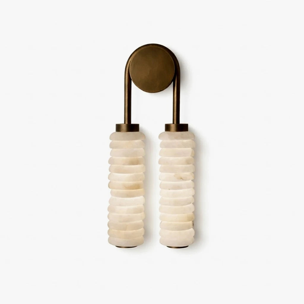 Modern Double-Tube Capiz Shell Wall Sconce Studio Display