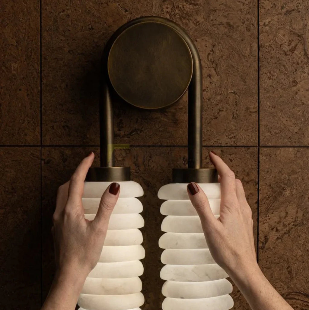 Hand Adjusting Natural Material Tube on Wall Sconce