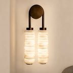 Illuminated Modern Double-Tube Capiz Shell Wall Sconce Studio Shot
