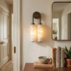 Modern Capiz Shell Wall Sconce in Hallway Corridor