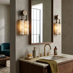 Modern Capiz Shell Vanity Light Over Bathroom Mirror