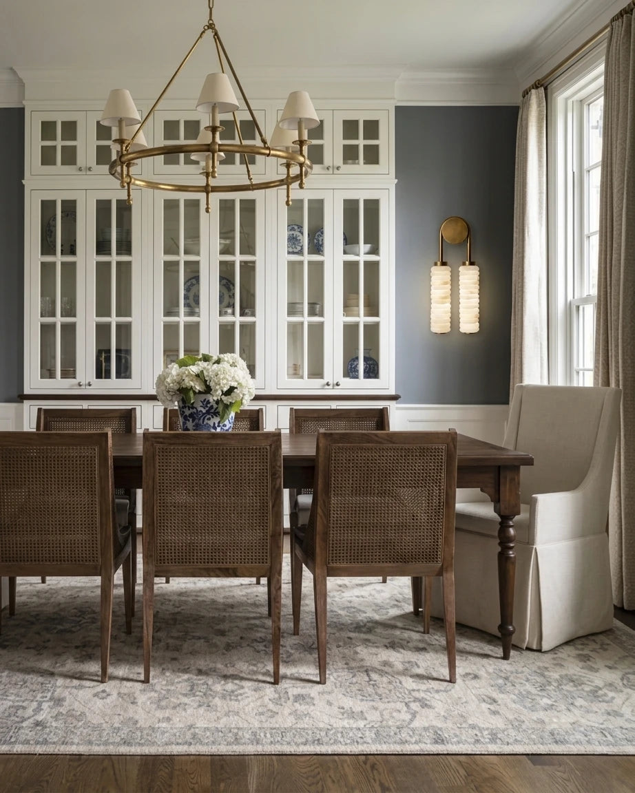 Modern Natural Material Wall Sconce in Dining Room