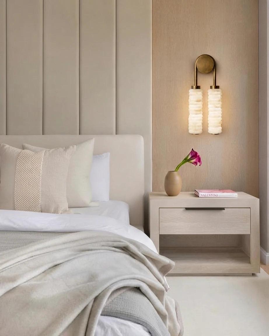 Modern Double-Tube Wall Sconce in Bedroom Setting