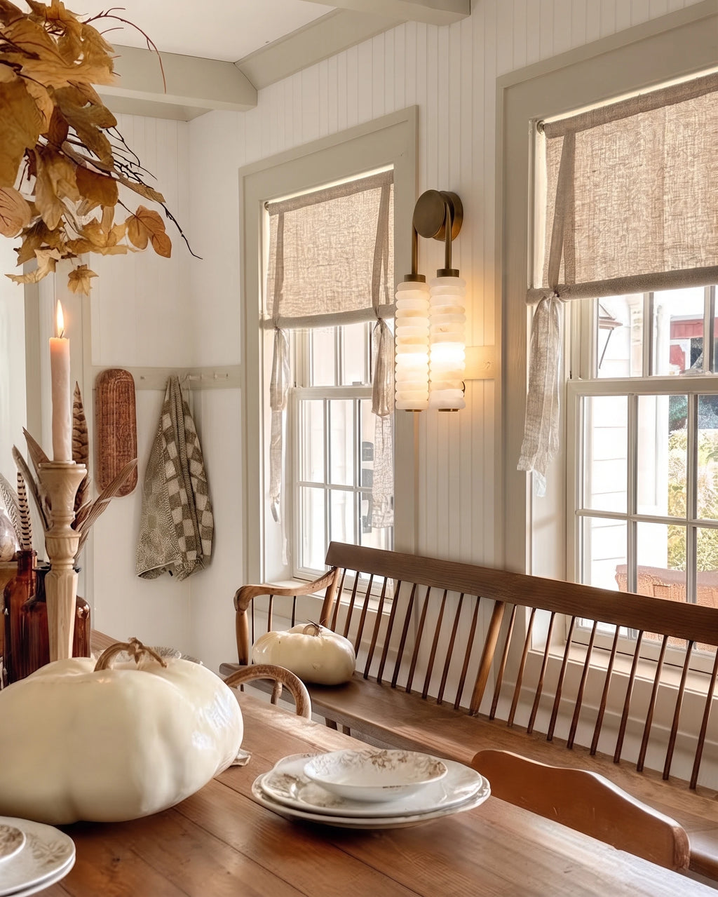 Traditional Capiz Shell Wall Sconce in Dining Area