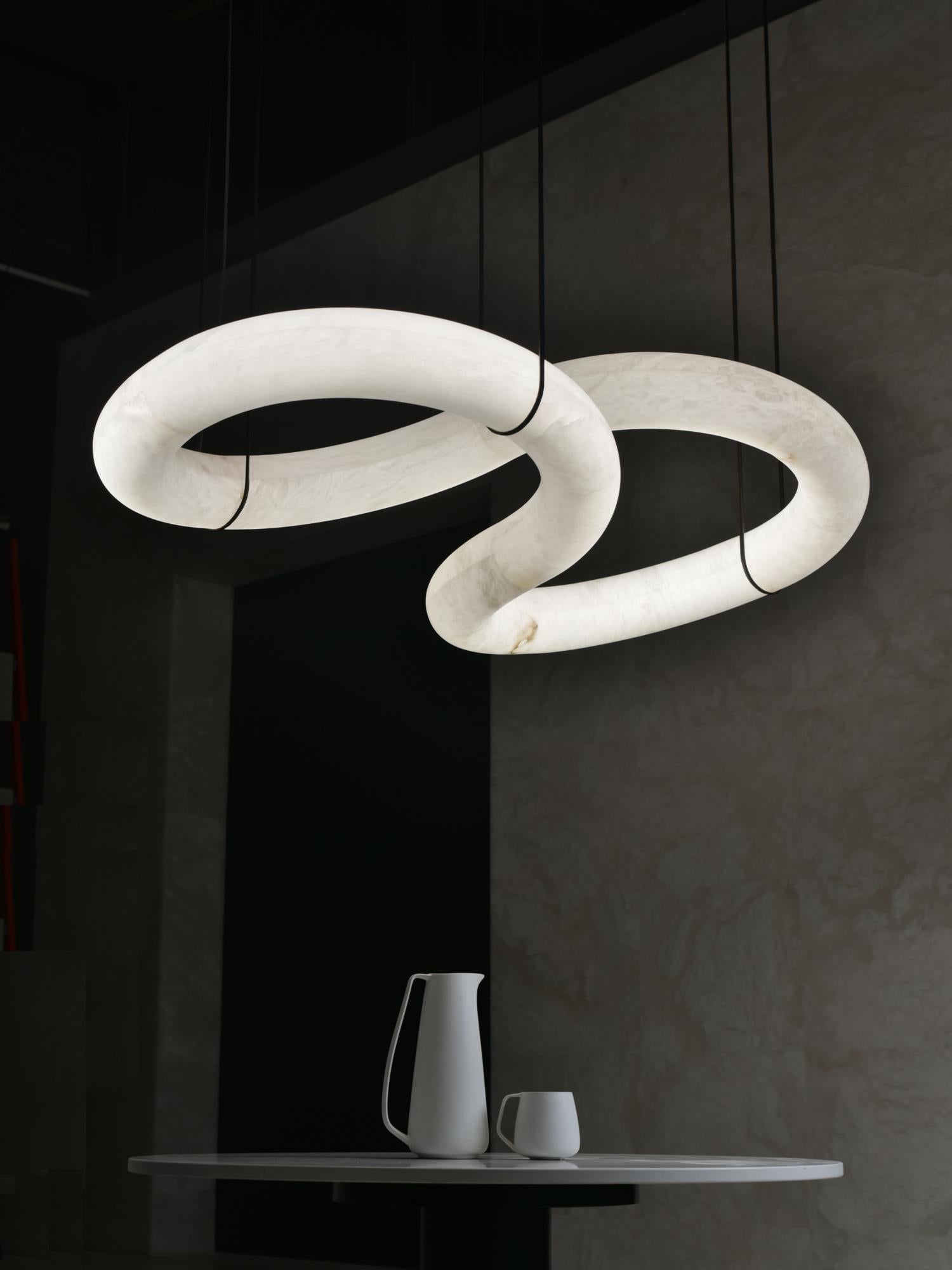 Twisted Ring Alabaster Chandelier