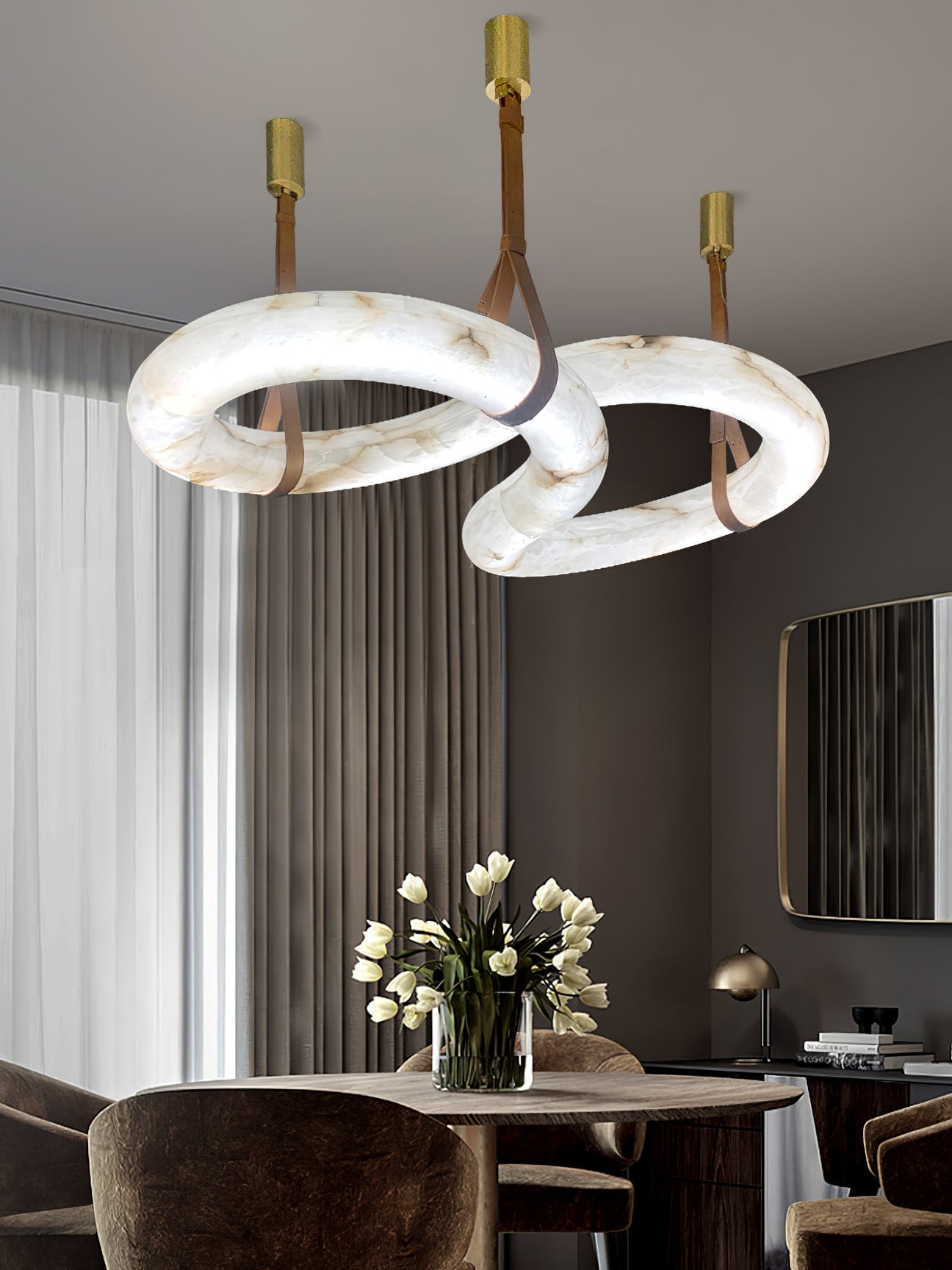 Twisted Ring Alabaster Chandelier
