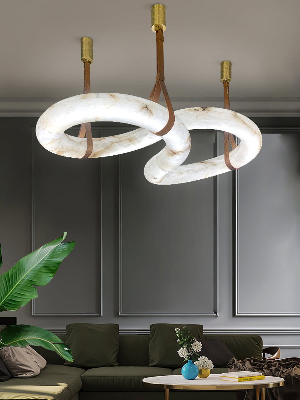 Twisted Ring Alabaster Chandelier