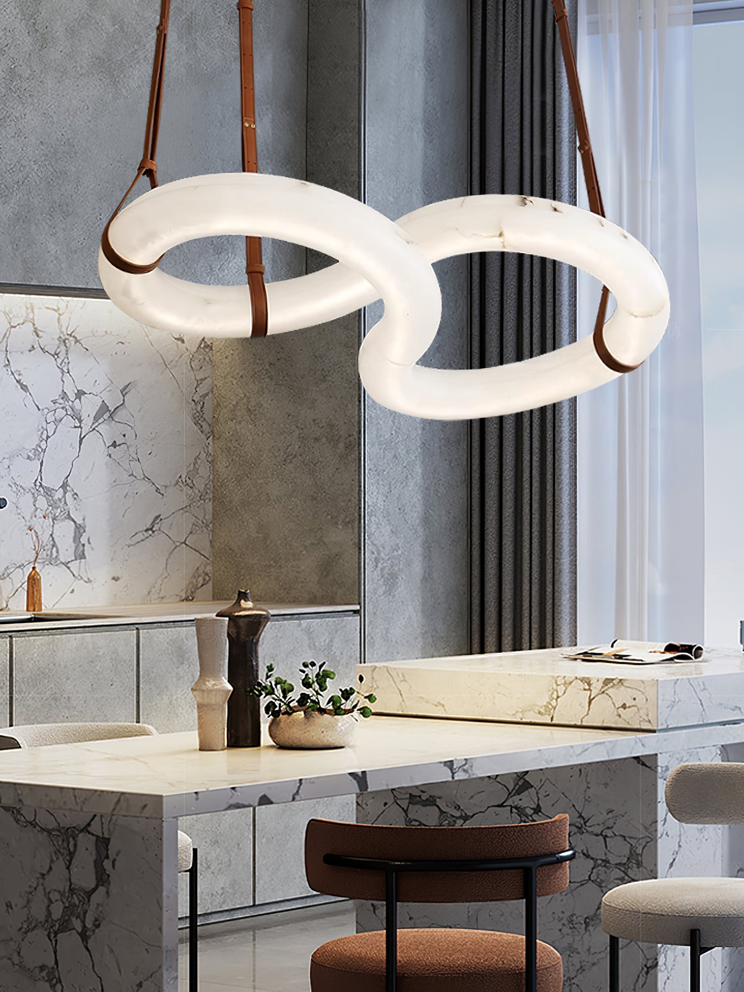 Twisted Ring Alabaster Chandelier