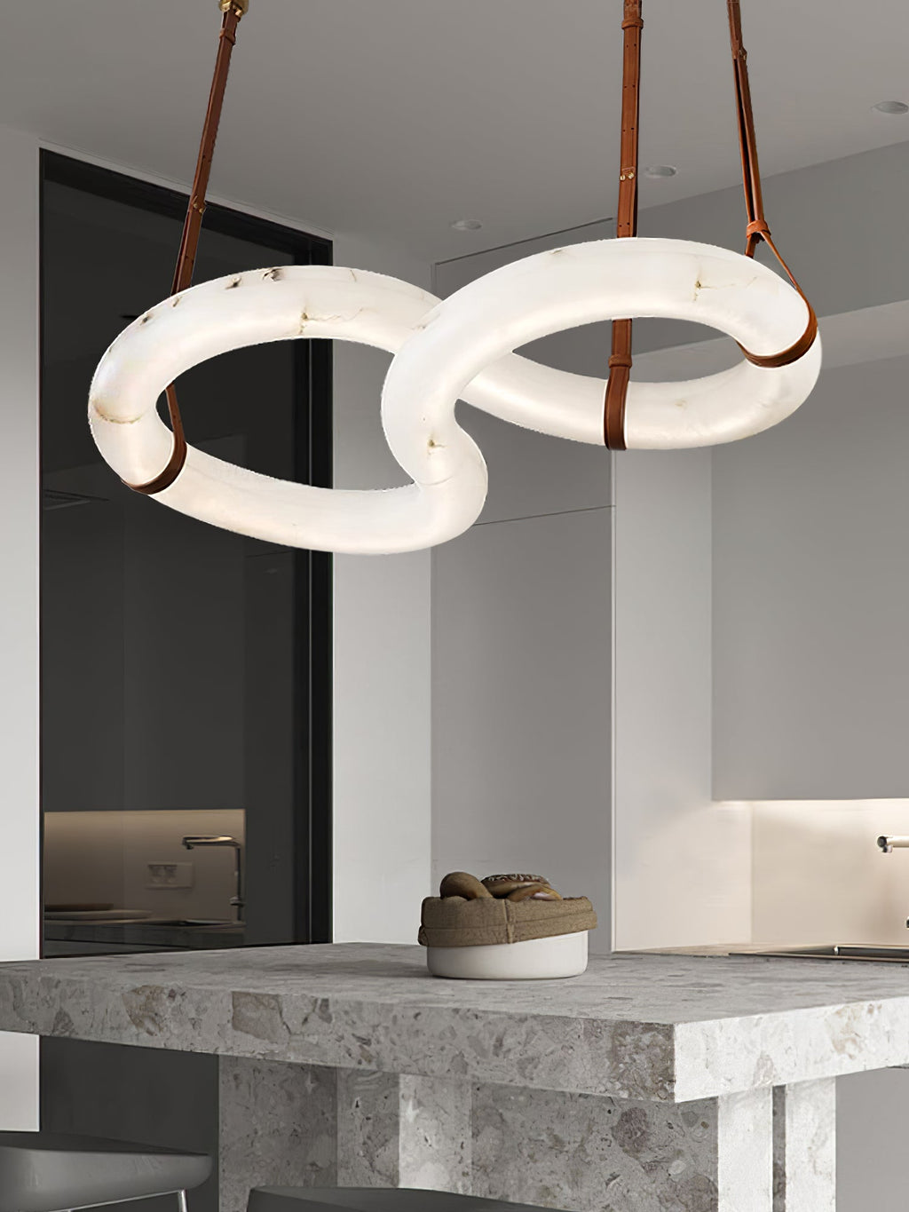 Twisted Ring Alabaster Chandelier