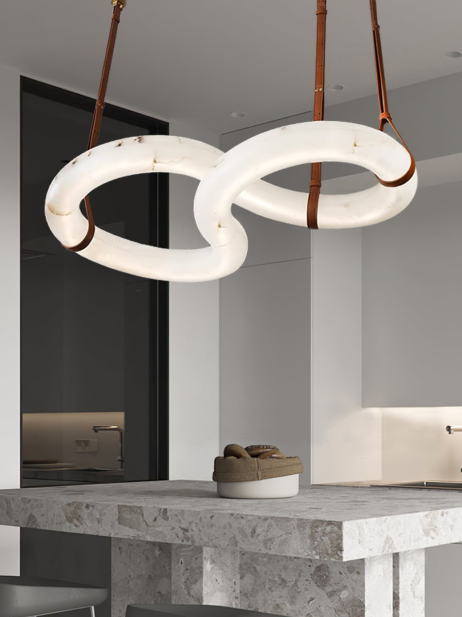 Twisted Ring Alabaster Chandelier