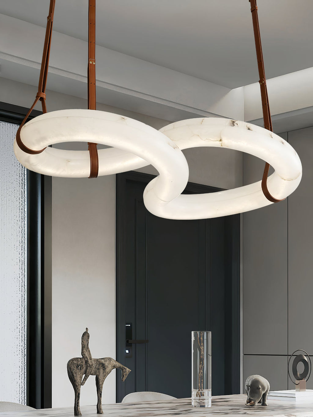 Twisted Ring Alabaster Chandelier