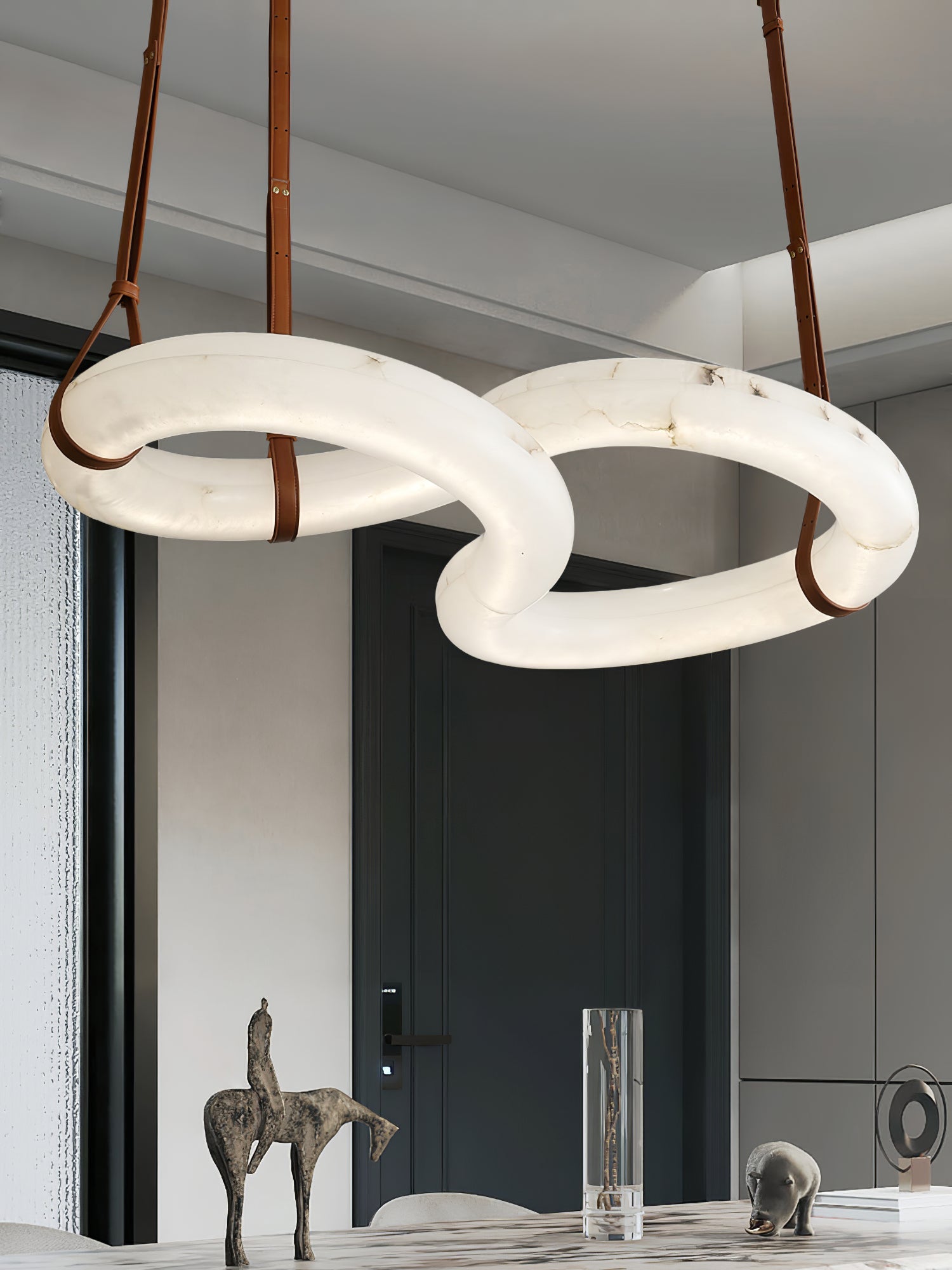 Twisted Ring Alabaster Chandelier